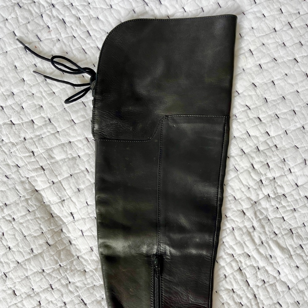 Maddison Thigh High Black Leather Boots - Picture 9 of 13